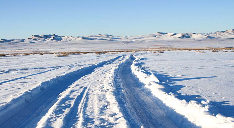 Mongolia winter road