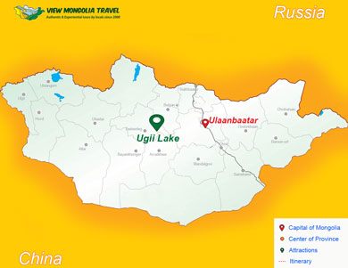 Ugii Lake map