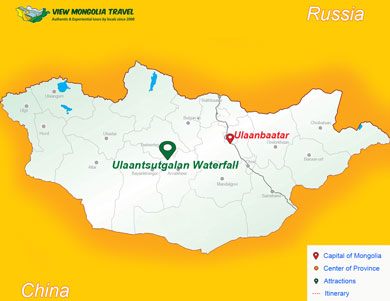 Ulaantsutgalan waterfall map