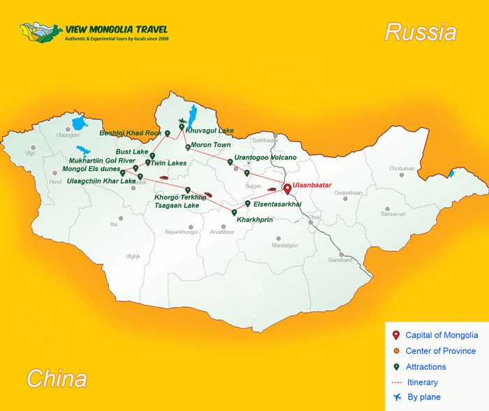 mongolia grand tour map