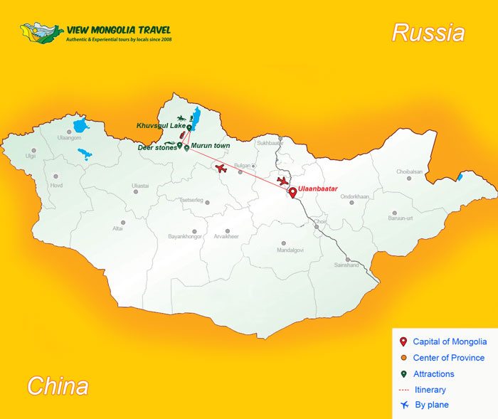 Khuvsgul Lake Tour Map