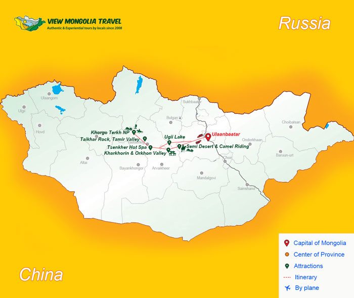 Mongolia family holiday map