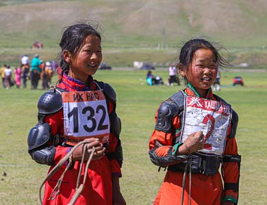 Mongolian horse race jockeys